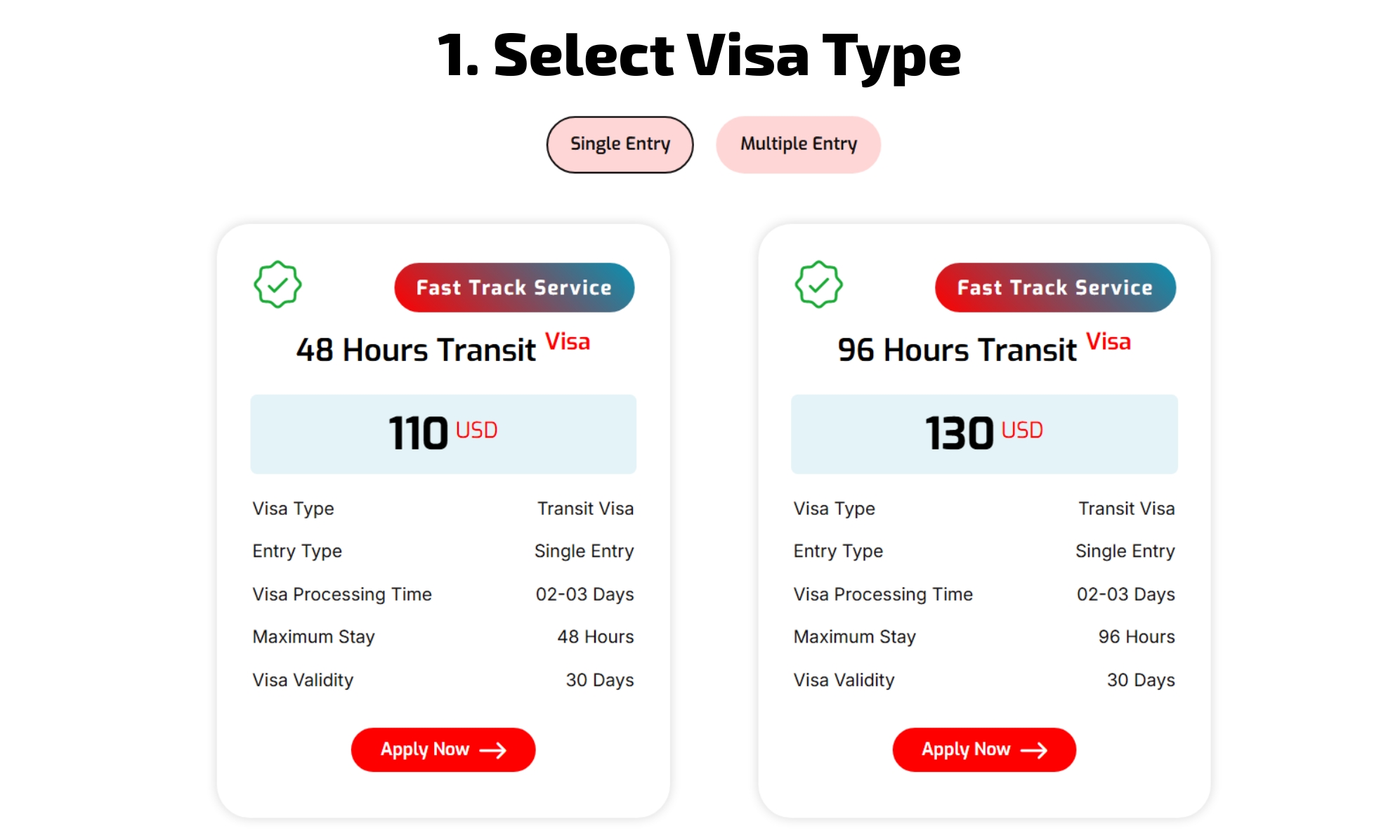 select visa type